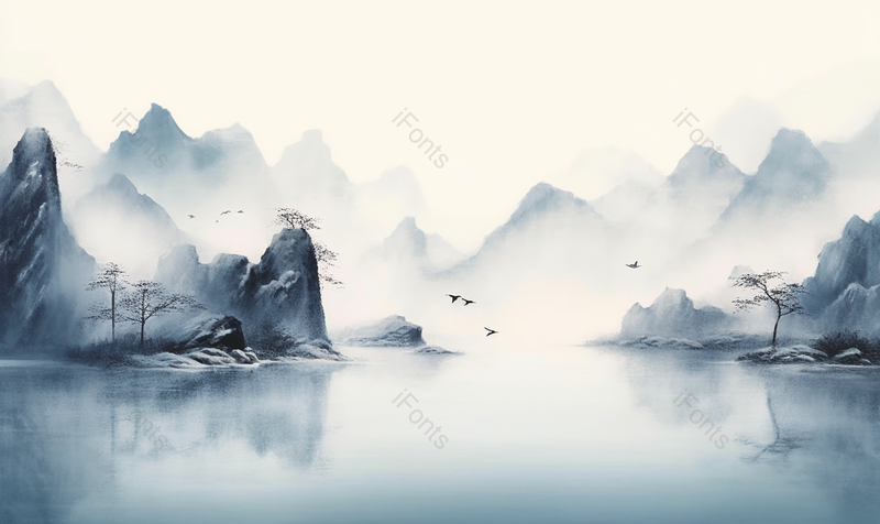 蓝色抽象磨砂质感水墨插画,插画/手绘图,插画/手绘图库,插画/手绘图下载,插画/手绘